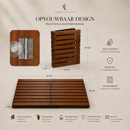 TERRA™ Opvouwbare Teakhouten Badmat