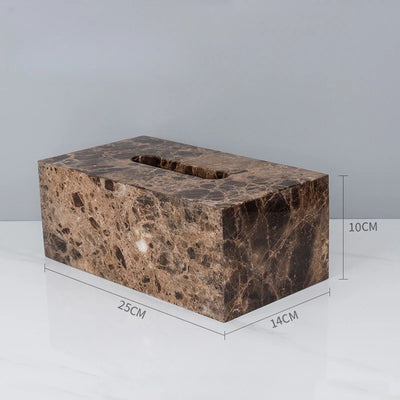 SAIDKOCC 25x14x10CM Natuurlijke Marmeren Steen Jade Onyx Donker Koffie India Groene Travertijn Grote Tissue Box Opbergorganisatie Case