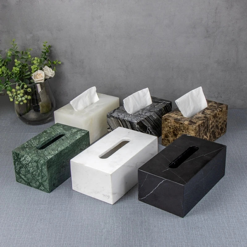 SAIDKOCC 25x14x10CM Natuurlijke Marmeren Steen Jade Onyx Donker Koffie India Groene Travertijn Grote Tissue Box Opbergorganisatie Case