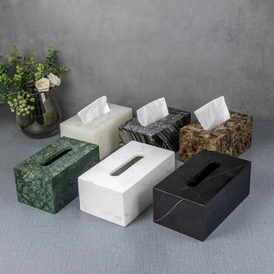 SAIDKOCC 25x14x10CM Natuurlijke Marmeren Steen Jade Onyx Donker Koffie India Groene Travertijn Grote Tissue Box Opbergorganisatie Case