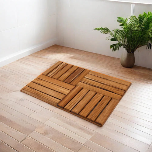 Houten douchemat op maat, antislip, stevige houten vloermat voor binnen de douche, luxe spa, thuis of buiten.